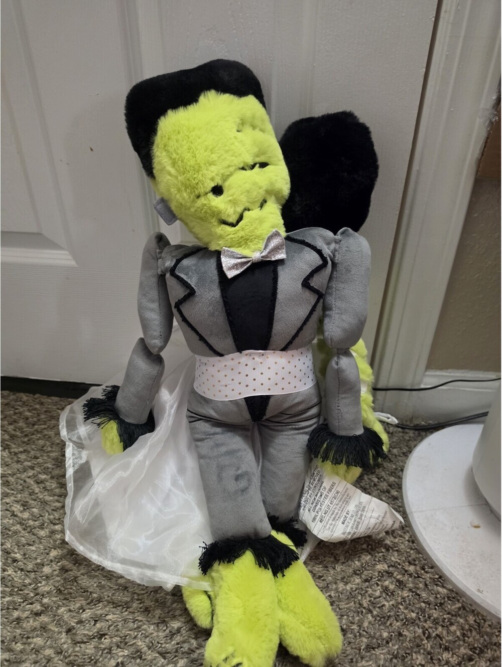 Isaac Mizrahi Halloween Frankenstein & Bride Plush Pillow Set 2 NWT